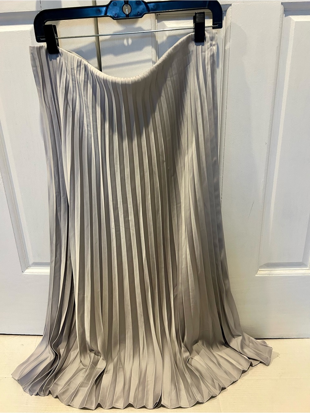 J. Crew Silver Pleated Maxi Skirt 33” long